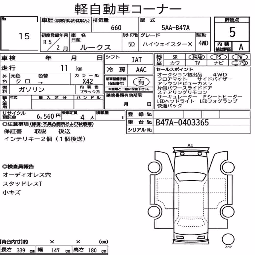 Notka aukcyjna: NISSAN ROOX 4WD HIGHWAY STAR X