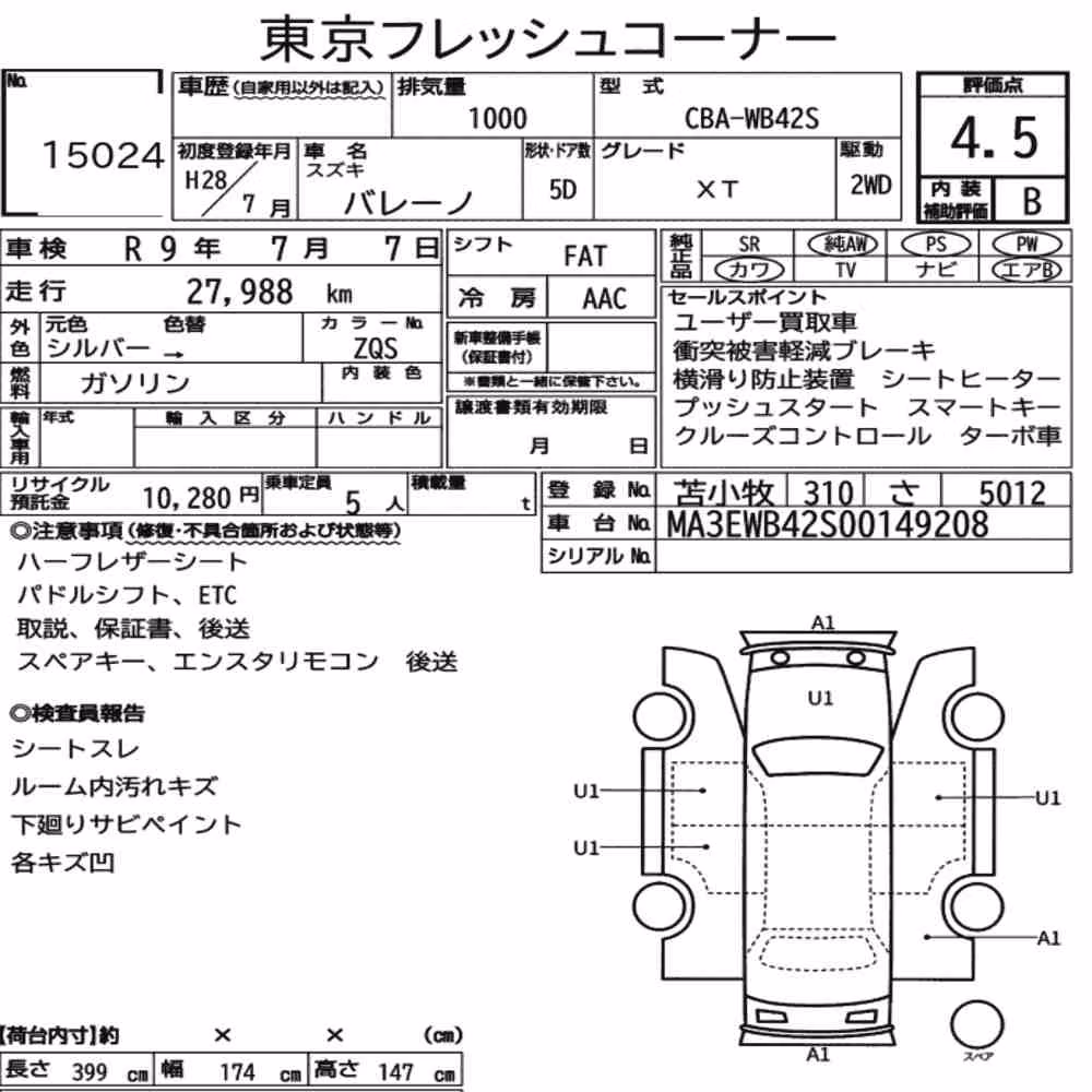 Notka aukcyjna: SUZUKI BALENO XT