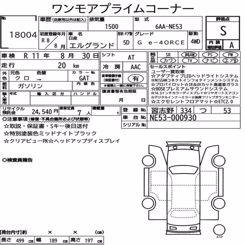 Notka aukcyjna: NISSAN ELGRAND 5D 4WD G E-4ORCE