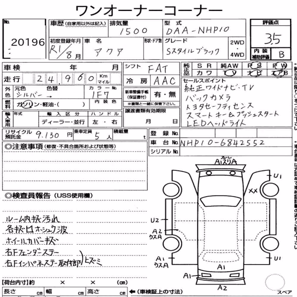 Notka aukcyjna: TOYOTA AQUA S STYLE BLACK
