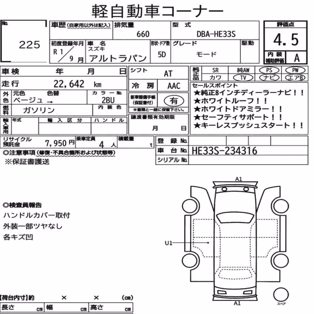 Notka aukcyjna: SUZUKI ALTO LAPIN MODE