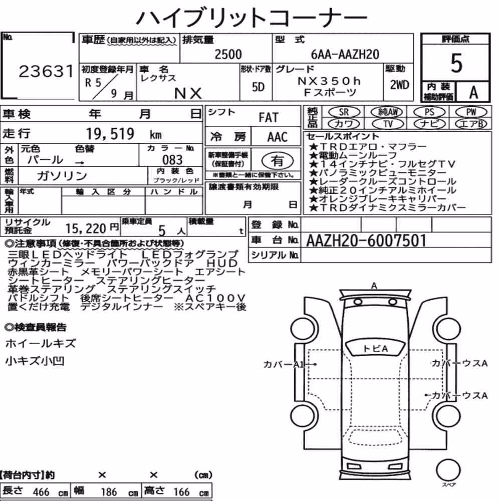 Notka aukcyjna: LEXUS NX NX350H F SPORT