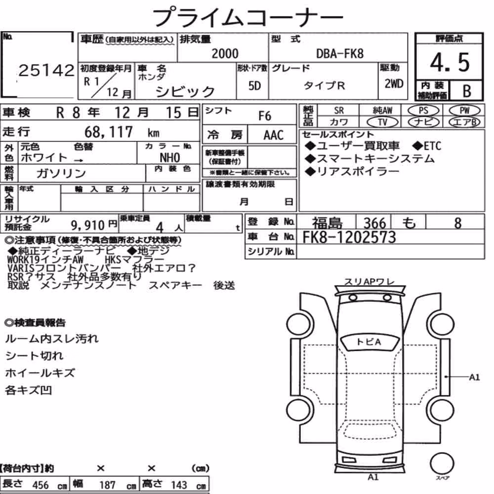Notka aukcyjna: HONDA CIVIC 5D TYPE R