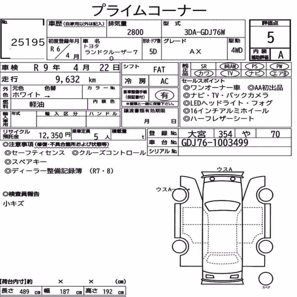 Notka aukcyjna: TOYOTA LAND CRUISER 70 5D 4WD AX