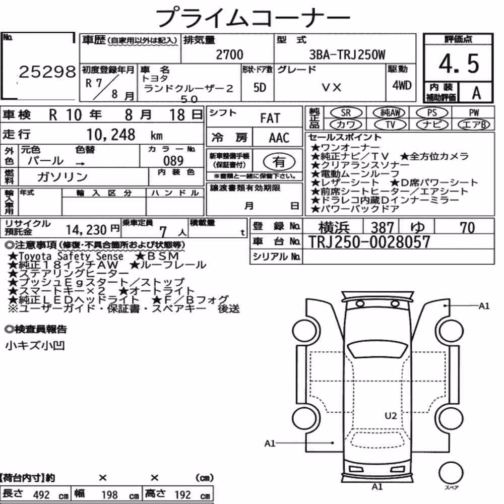 Notka aukcyjna: TOYOTA LAND CRUISER 250 4WD VX