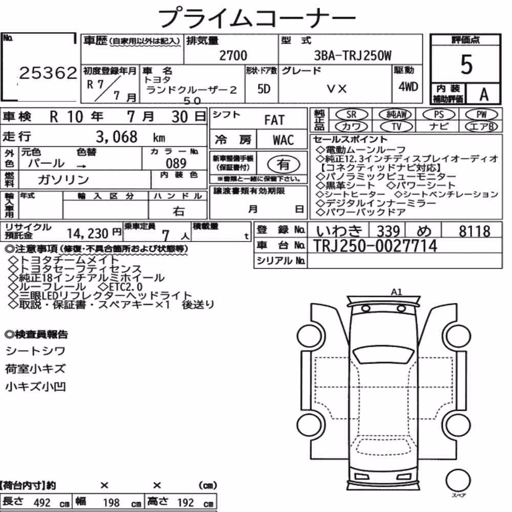 Notka aukcyjna: TOYOTA LAND CRUISER 250 4WD VX