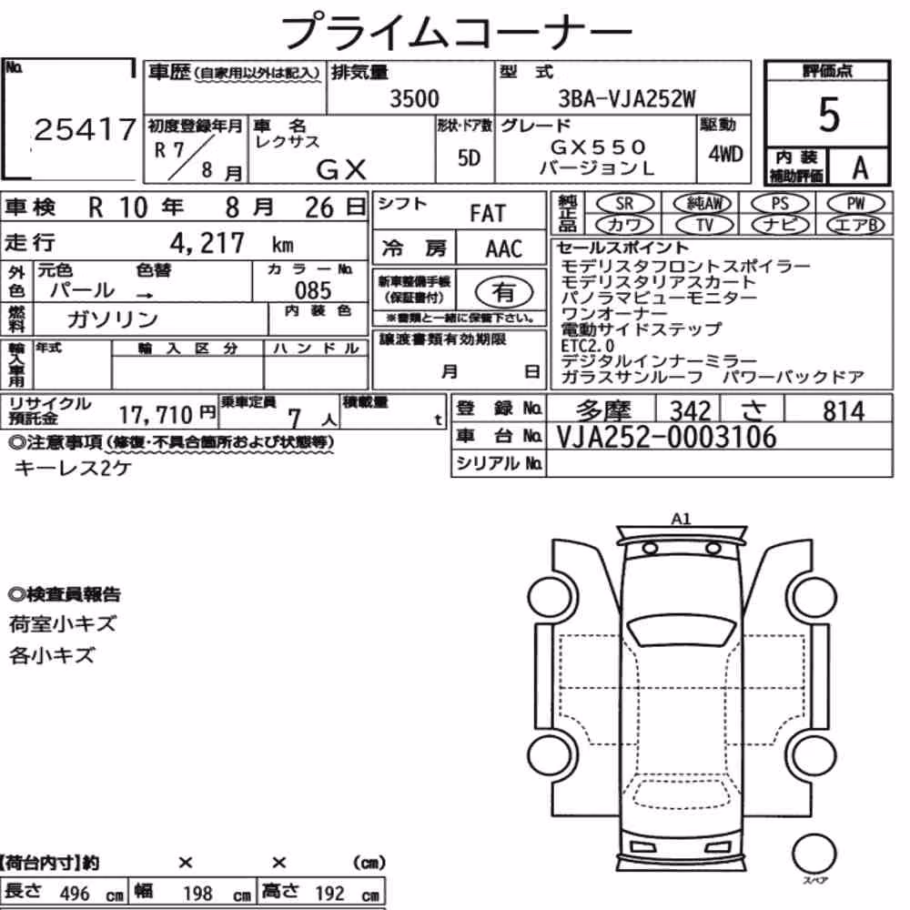 Notka aukcyjna: LEXUS GX 4WD GX550 VERSION L