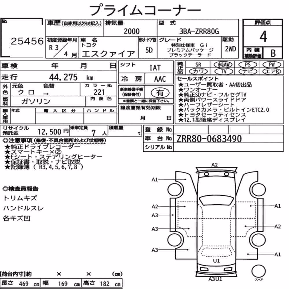 Notka aukcyjna: TOYOTA ESQUIRE SPECIAL EDITION GI PREMIUM PACKAGE BLACK