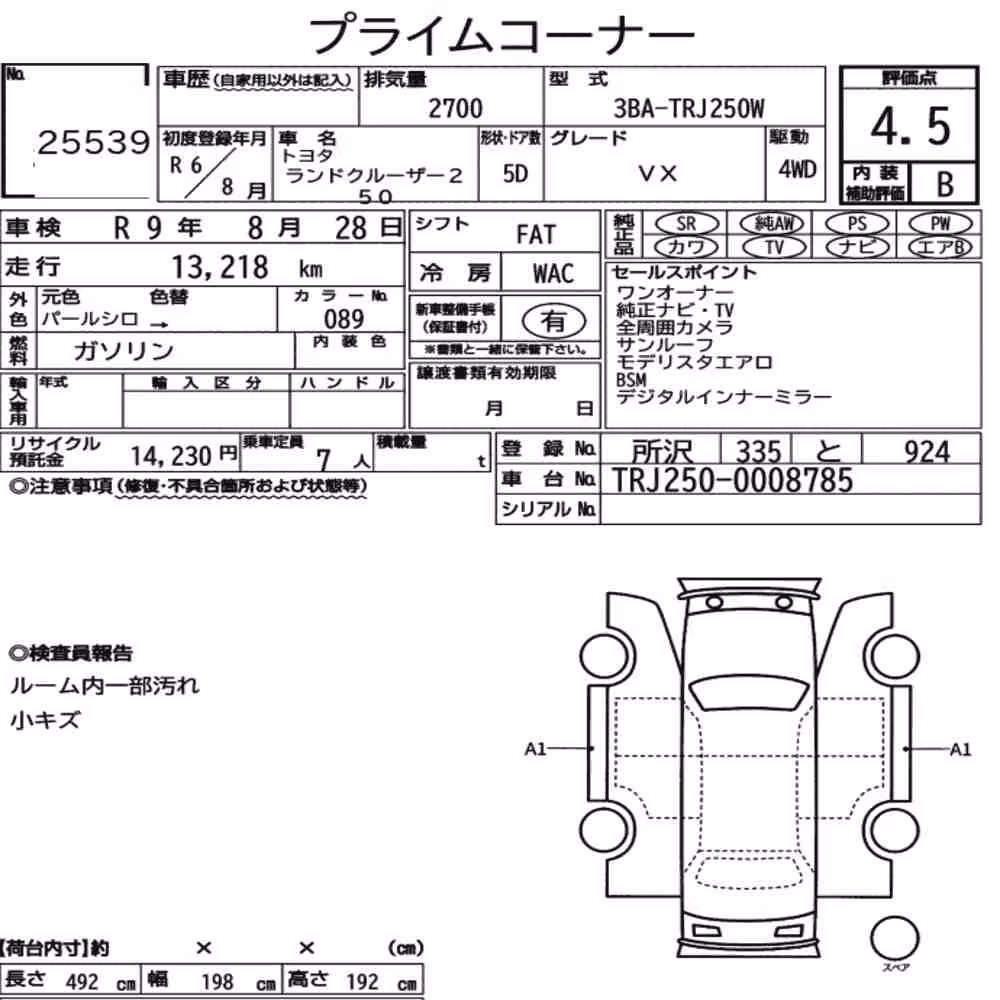 Notka aukcyjna: TOYOTA LAND CRUISER 250 4WD VX