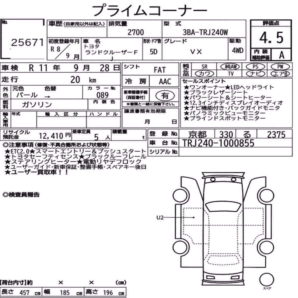 Notka aukcyjna: TOYOTA LAND CRUISER FJ 4WD VX
