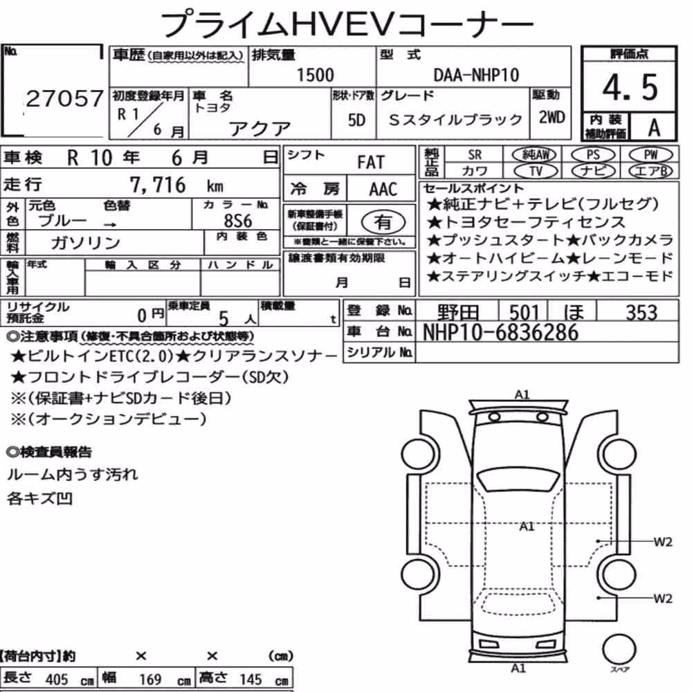Notka aukcyjna: TOYOTA AQUA S STYLE BLACK