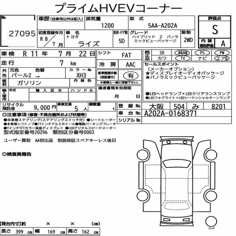 Notka aukcyjna: TOYOTA RAIZE OTHERS