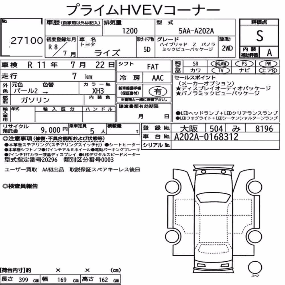 Notka aukcyjna: TOYOTA RAIZE OTHERS