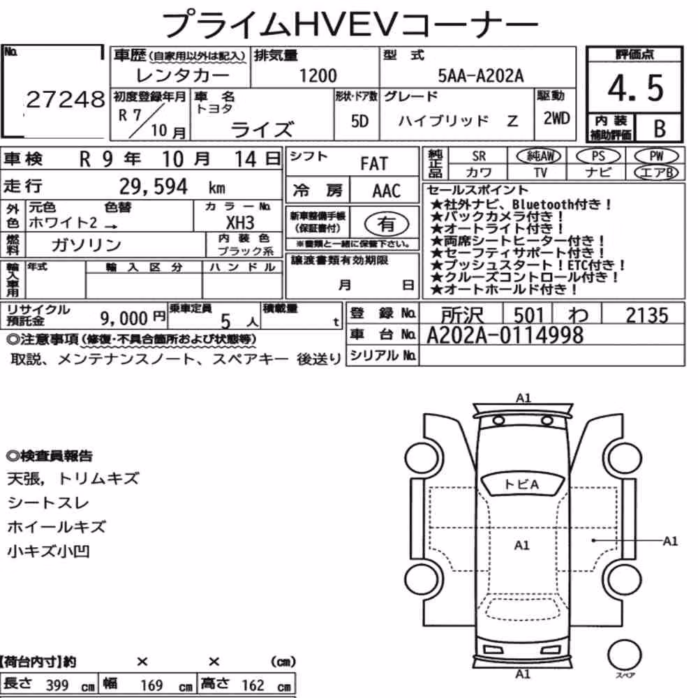 Notka aukcyjna: TOYOTA RAIZE HYBRID Z