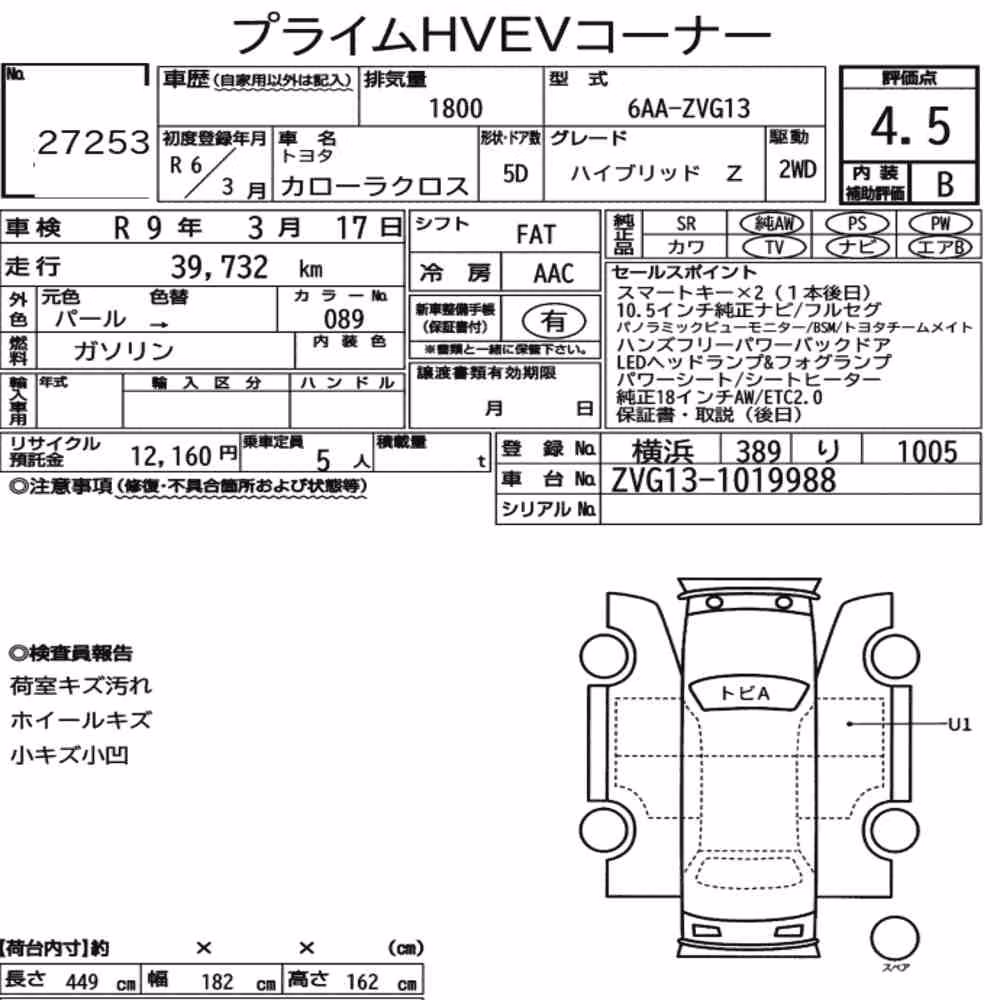 Notka aukcyjna: TOYOTA COROLLA CROSS HYBRID Z