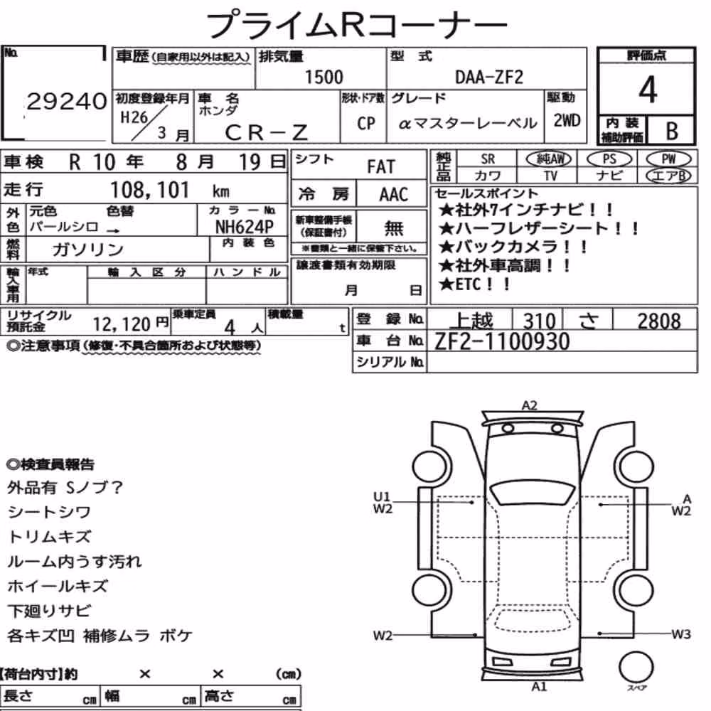 Notka aukcyjna: HONDA CR-Z α MASTER LABEL