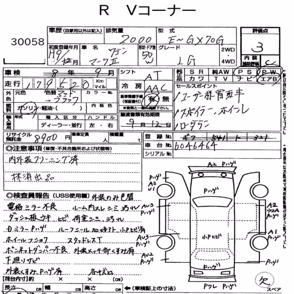 Notka aukcyjna: TOYOTA MARKⅡ WAGON LG