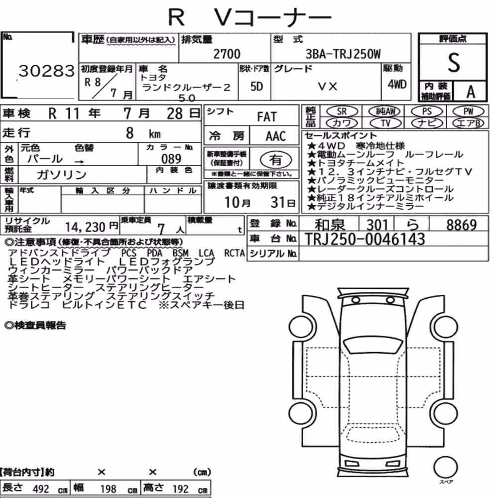 Notka aukcyjna: TOYOTA LAND CRUISER 250 4WD VX