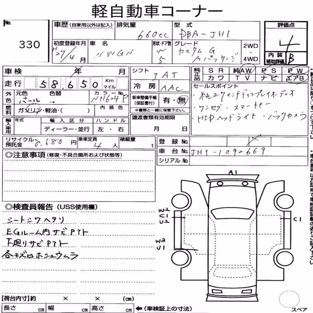 Notka aukcyjna: HONDA N-WGN CUSTOM G・A PACKAGE