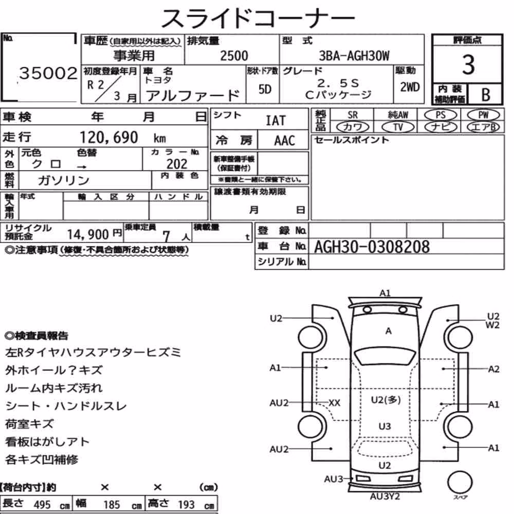 Notka aukcyjna: TOYOTA ALPHARD 2.5S C PACKAGE