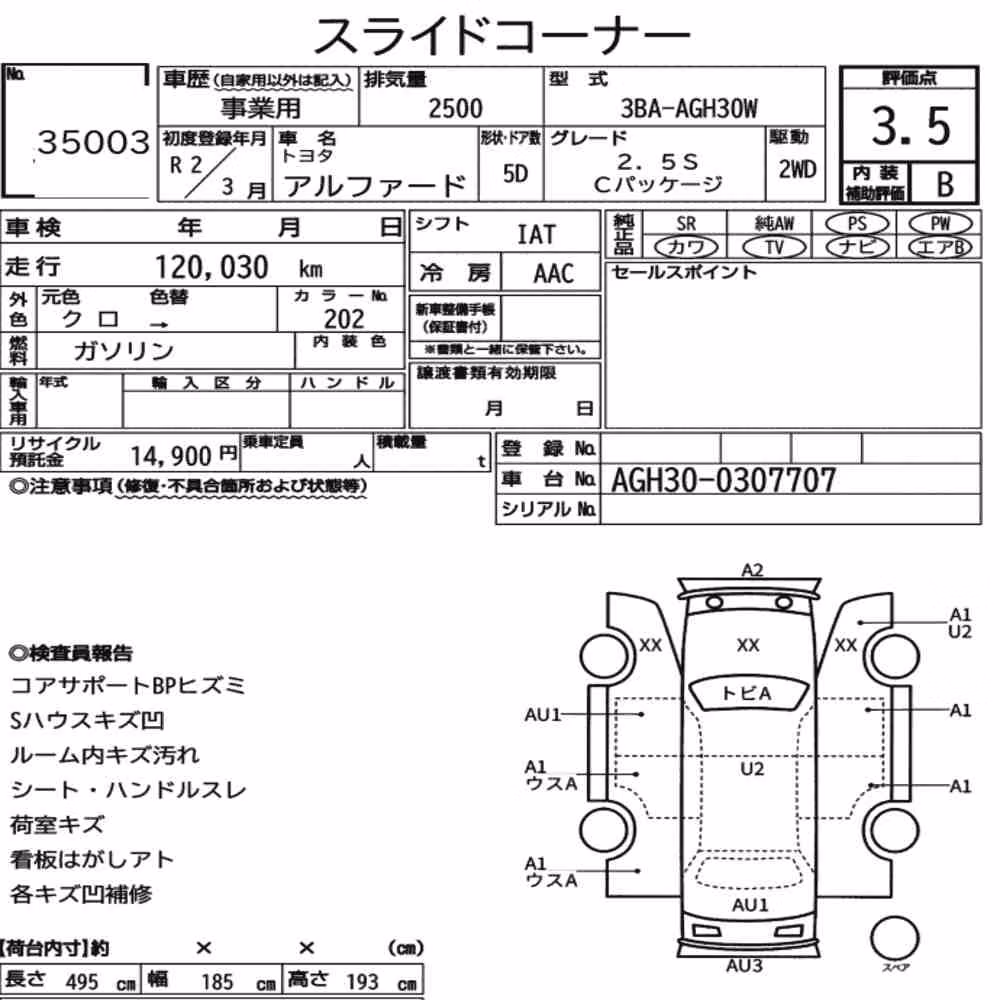 Notka aukcyjna: TOYOTA ALPHARD 2.5S C PACKAGE