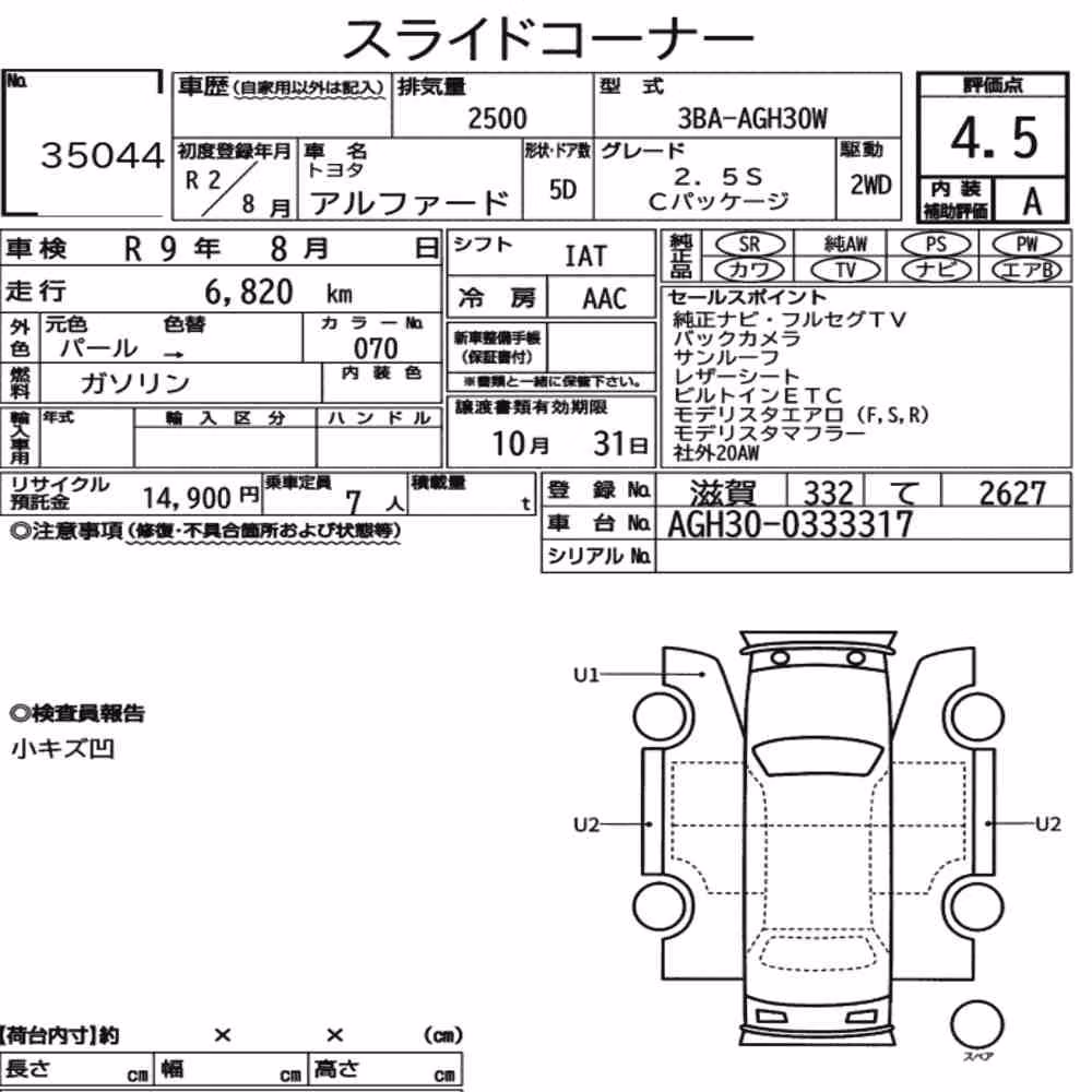 Notka aukcyjna: TOYOTA ALPHARD 2.5S C PACKAGE