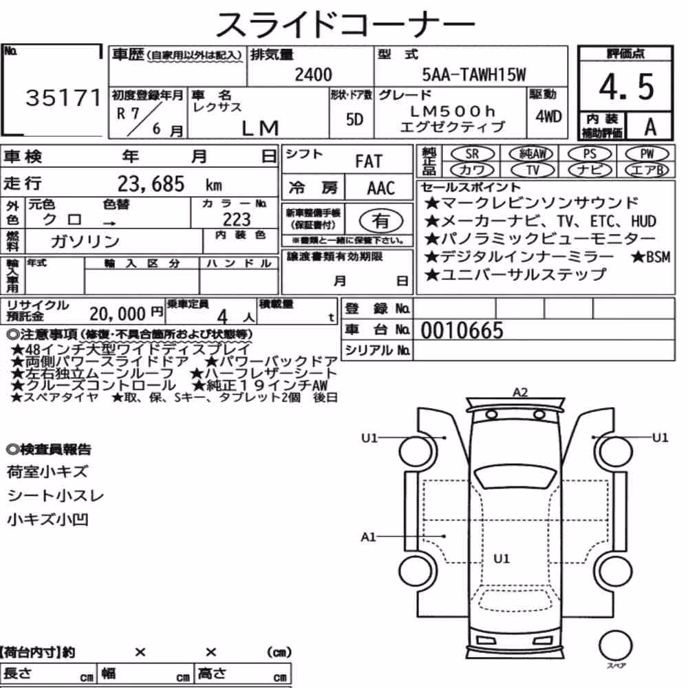 Notka aukcyjna: LEXUS LM 4WD LM500H EXECUTIVE