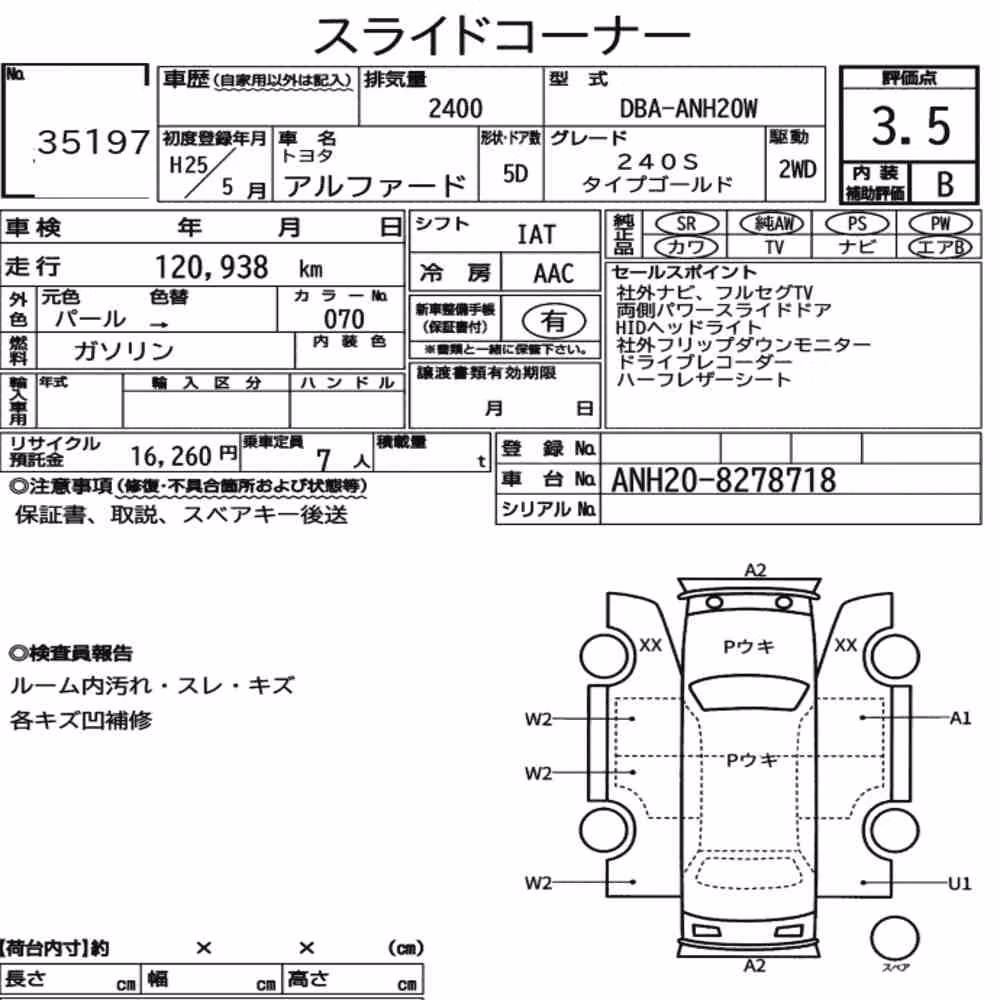 Notka aukcyjna: TOYOTA ALPHARD 240S TYPE GOLD