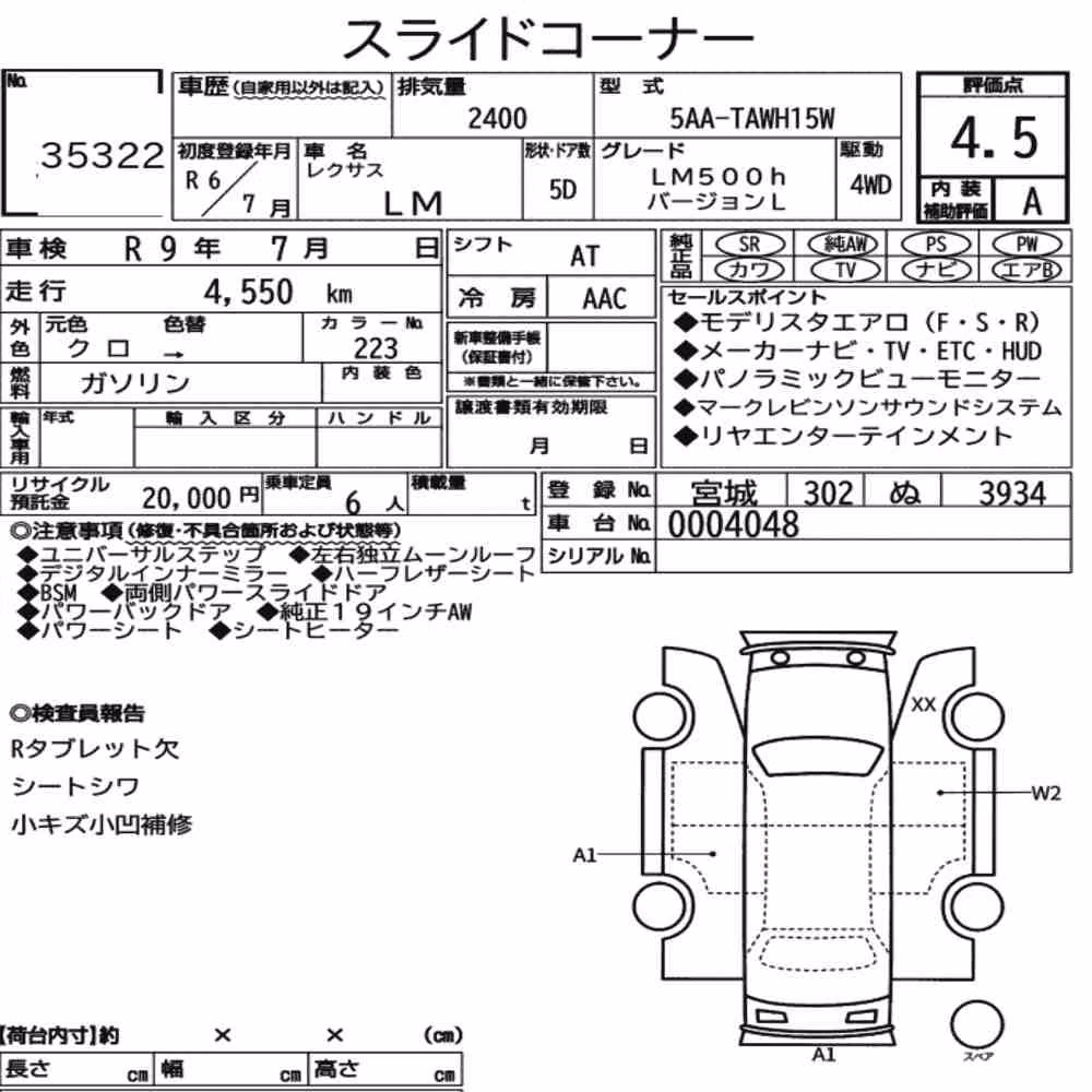 Notka aukcyjna: LEXUS LM 4WD LM500H VERSION L