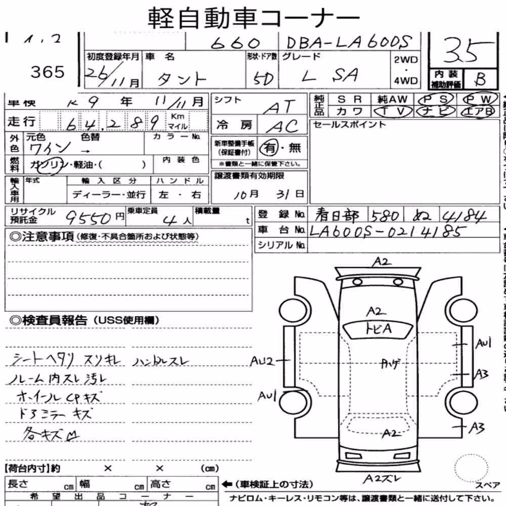 Notka aukcyjna: DAIHATSU TANTO L SA
