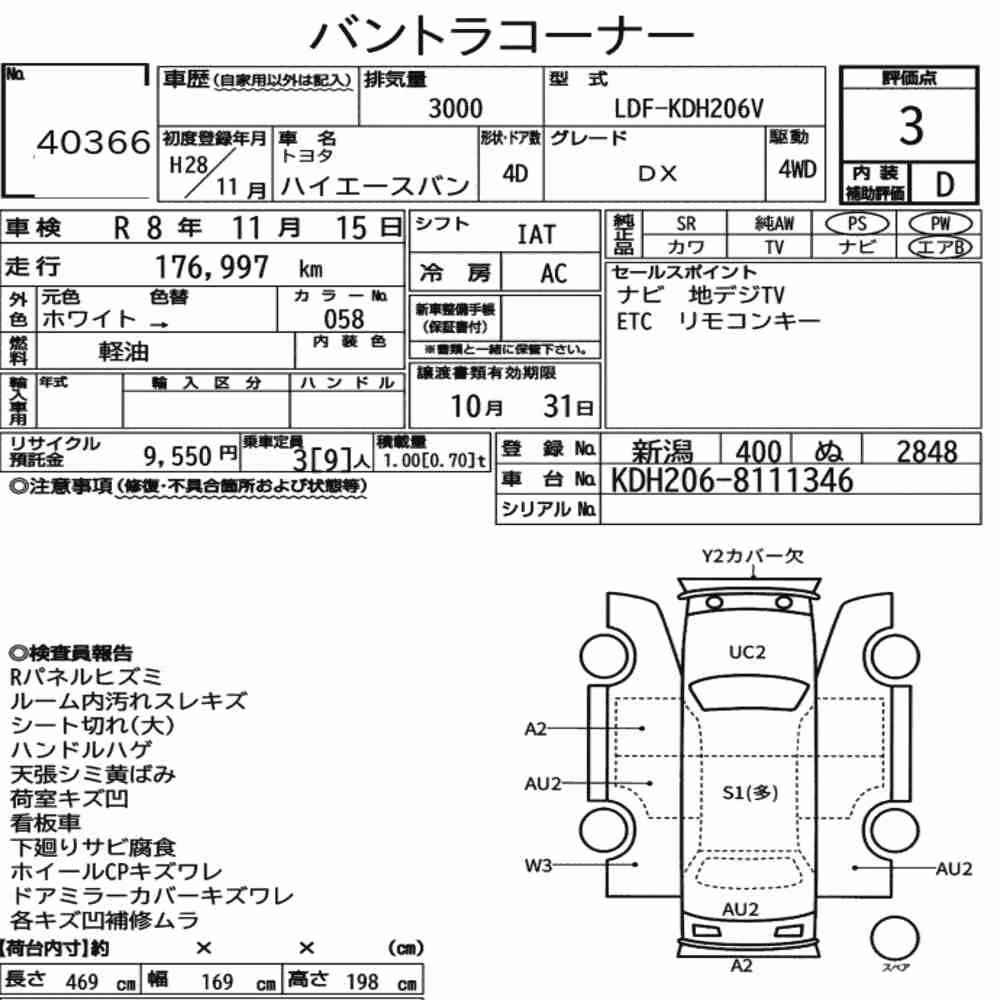 Notka aukcyjna: TOYOTA HIACE VAN 4D 4WD DX