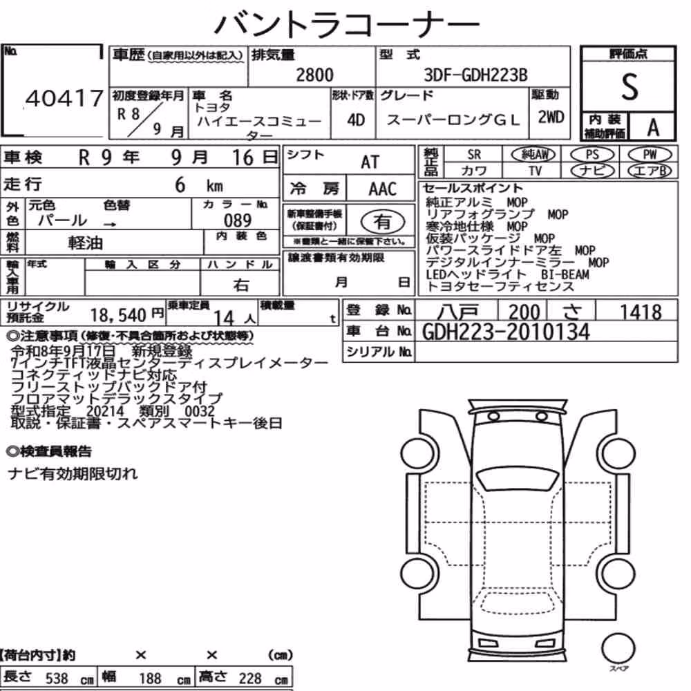 Notka aukcyjna: TOYOTA HIACE COMMUTER 4D SUPER LONG GL