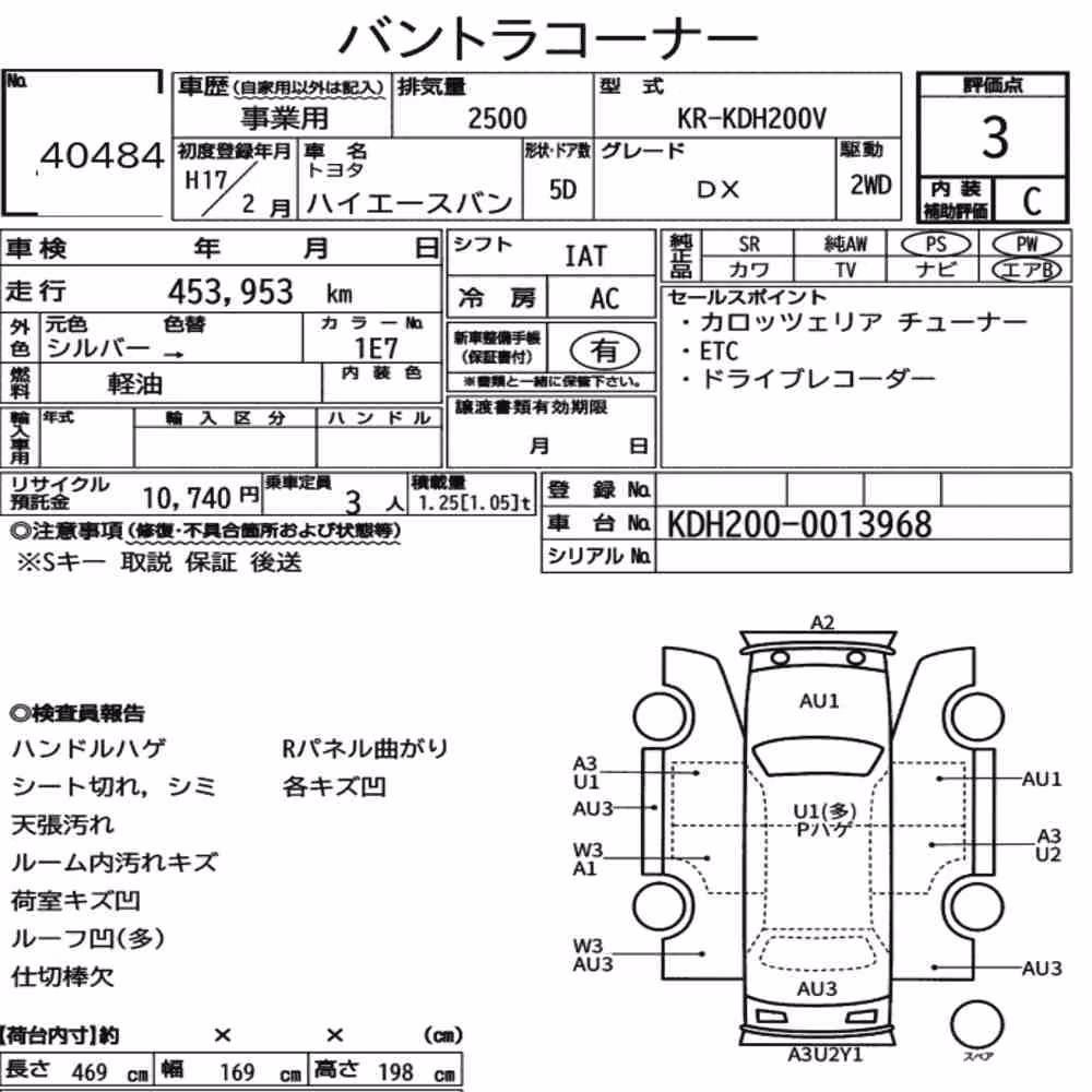 Notka aukcyjna: TOYOTA HIACE VAN 5D DX