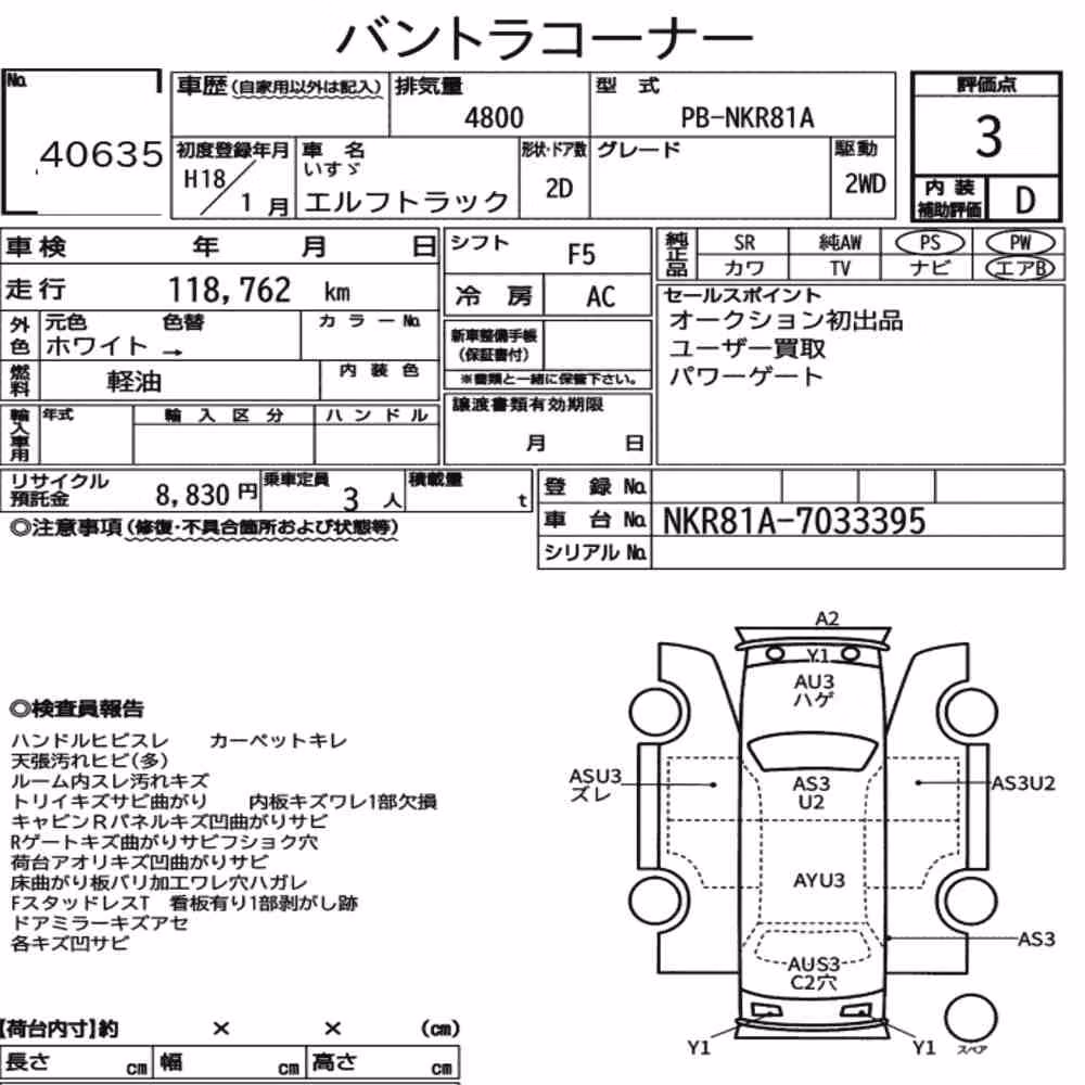 Notka aukcyjna: ISUZU ELF TRUCK 2D