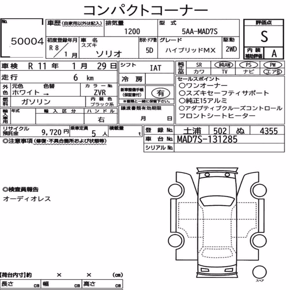 Notka aukcyjna: SUZUKI SOLIO HYBRID MX