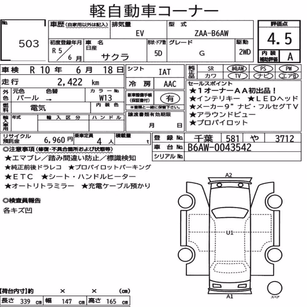 Notka aukcyjna: NISSAN SAKURA G
