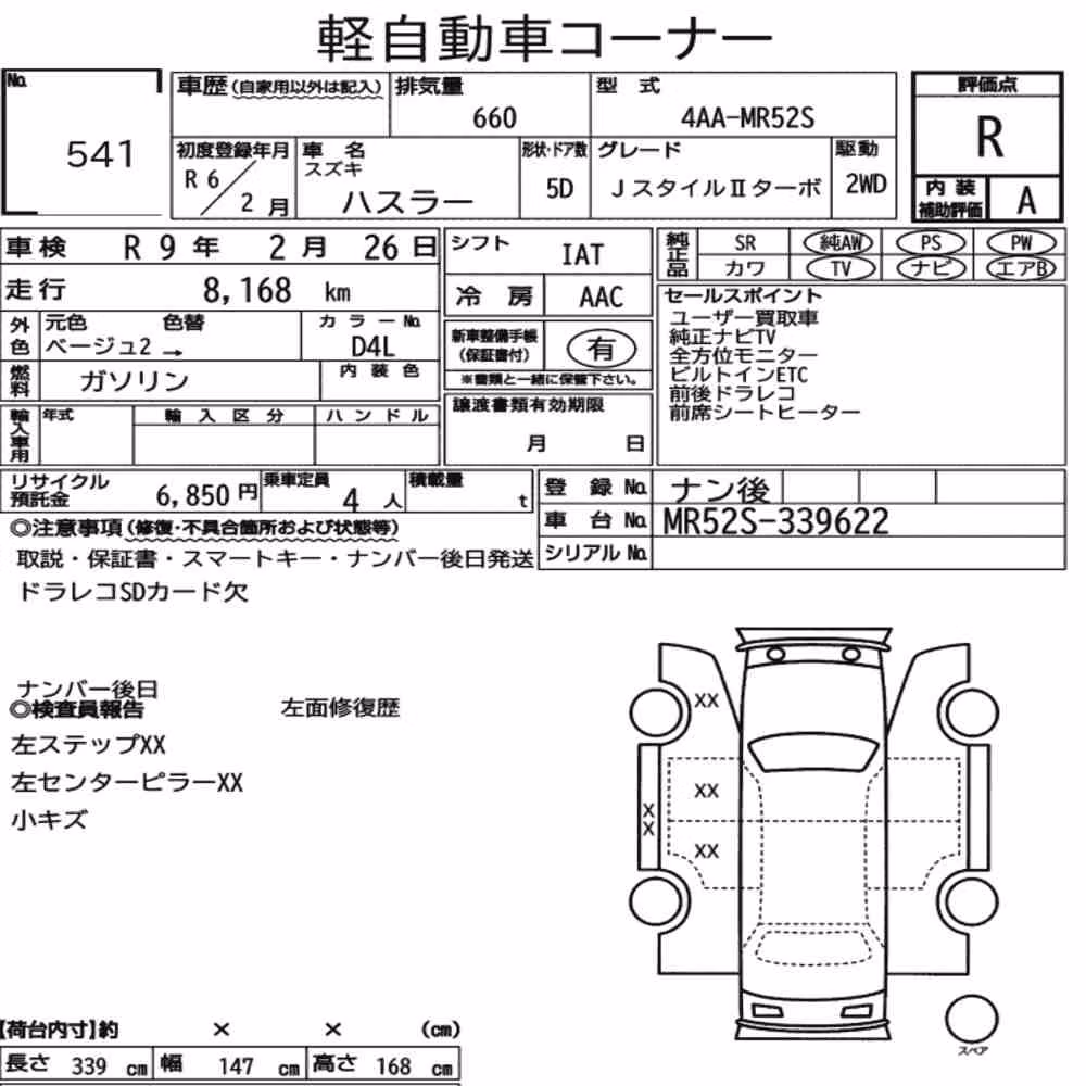Notka aukcyjna: SUZUKI HUSTLER J STYLEⅡ TURBO