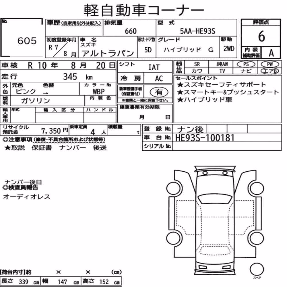 Notka aukcyjna: SUZUKI ALTO LAPIN HYBRID G