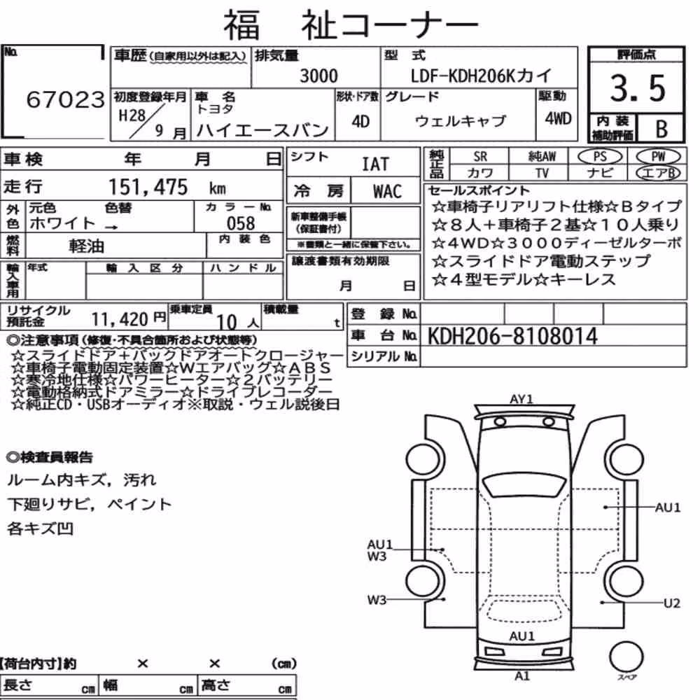 Notka aukcyjna: TOYOTA HIACE VAN 4D 4WD WELCAB