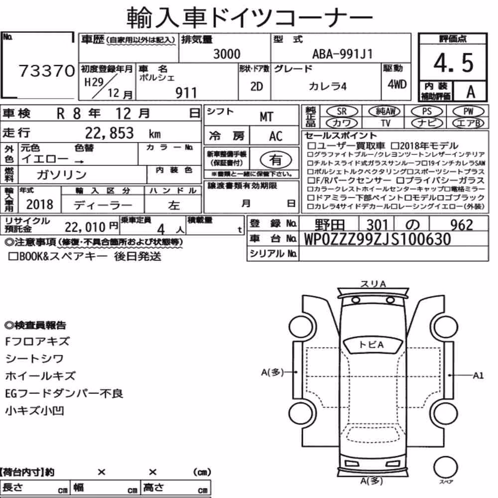 Notka aukcyjna: PORSCHE 911 CP 4WD 911 CARRERA 4
