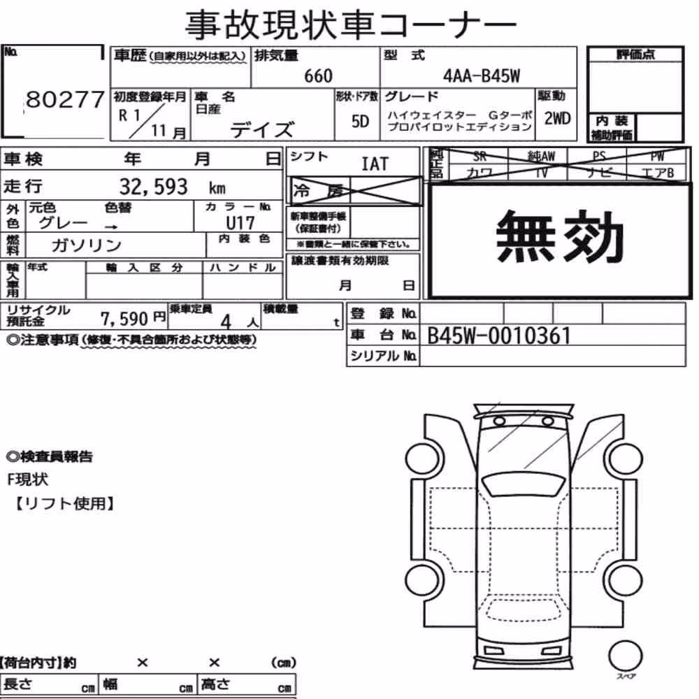 Notka aukcyjna: NISSAN DAYZ HIGHWAY STAR G TURBO PROPILOT EDITION