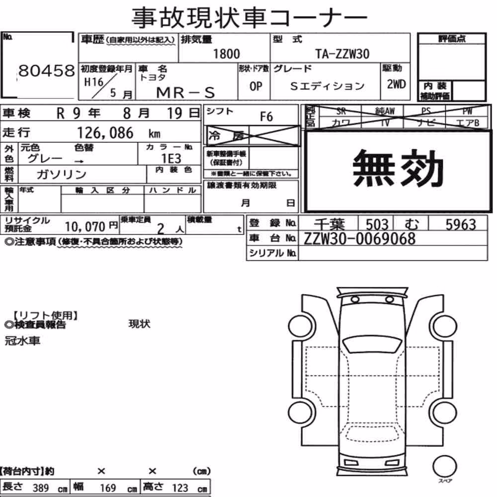Notka aukcyjna: TOYOTA MR-S S EDITION