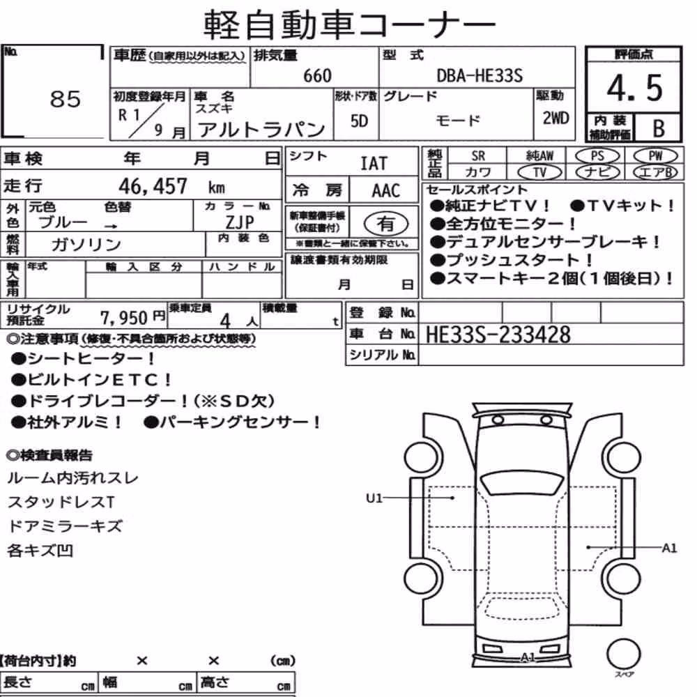 Notka aukcyjna: SUZUKI ALTO LAPIN MODE