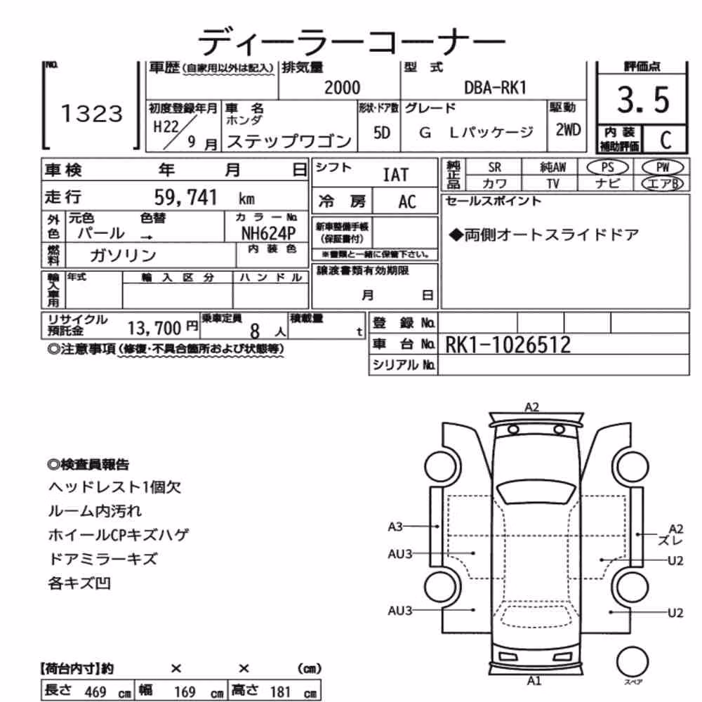 Notka aukcyjna: HONDA STEPWAGON 5D G L PACKAGE