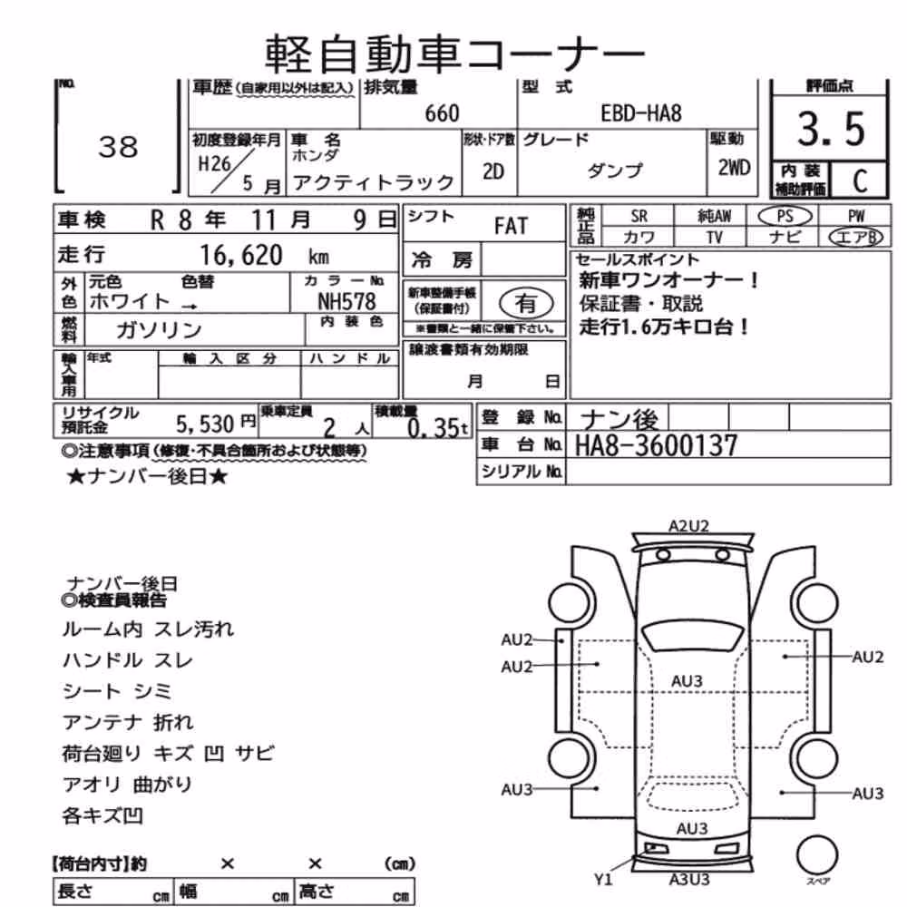 Notka aukcyjna: HONDA ACTY TRUCK OTHERS