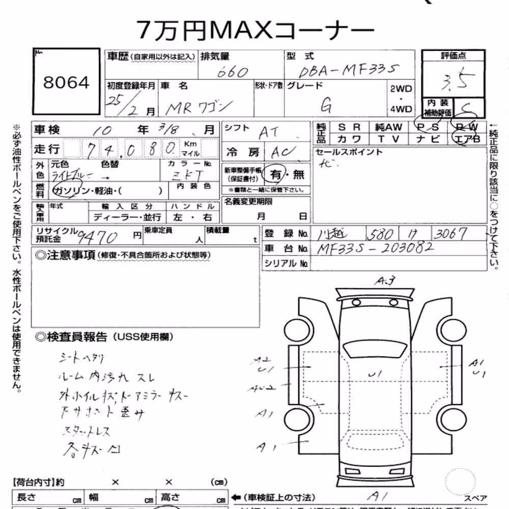 Notka aukcyjna: SUZUKI MR WAGON G