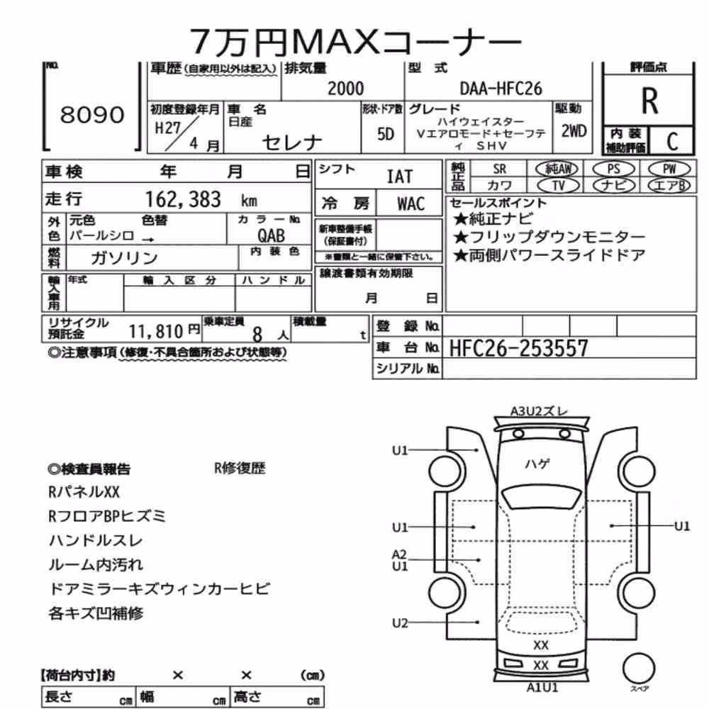 Notka aukcyjna: NISSAN SERENA 5D HIGHWAY STAR V AERO MODE+SAFETY S-HYBRID