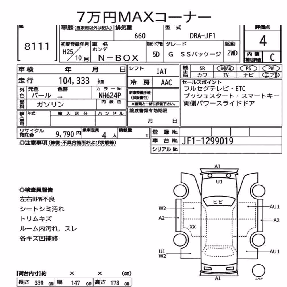 Notka aukcyjna: HONDA N-BOX G SS PACKAGE