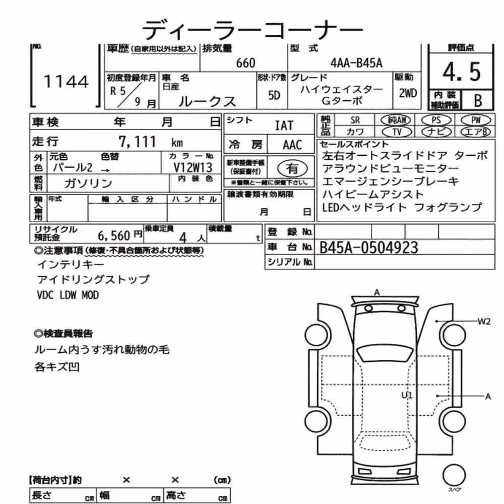 Notka aukcyjna: NISSAN ROOX HIGHWAY STAR G TURBO