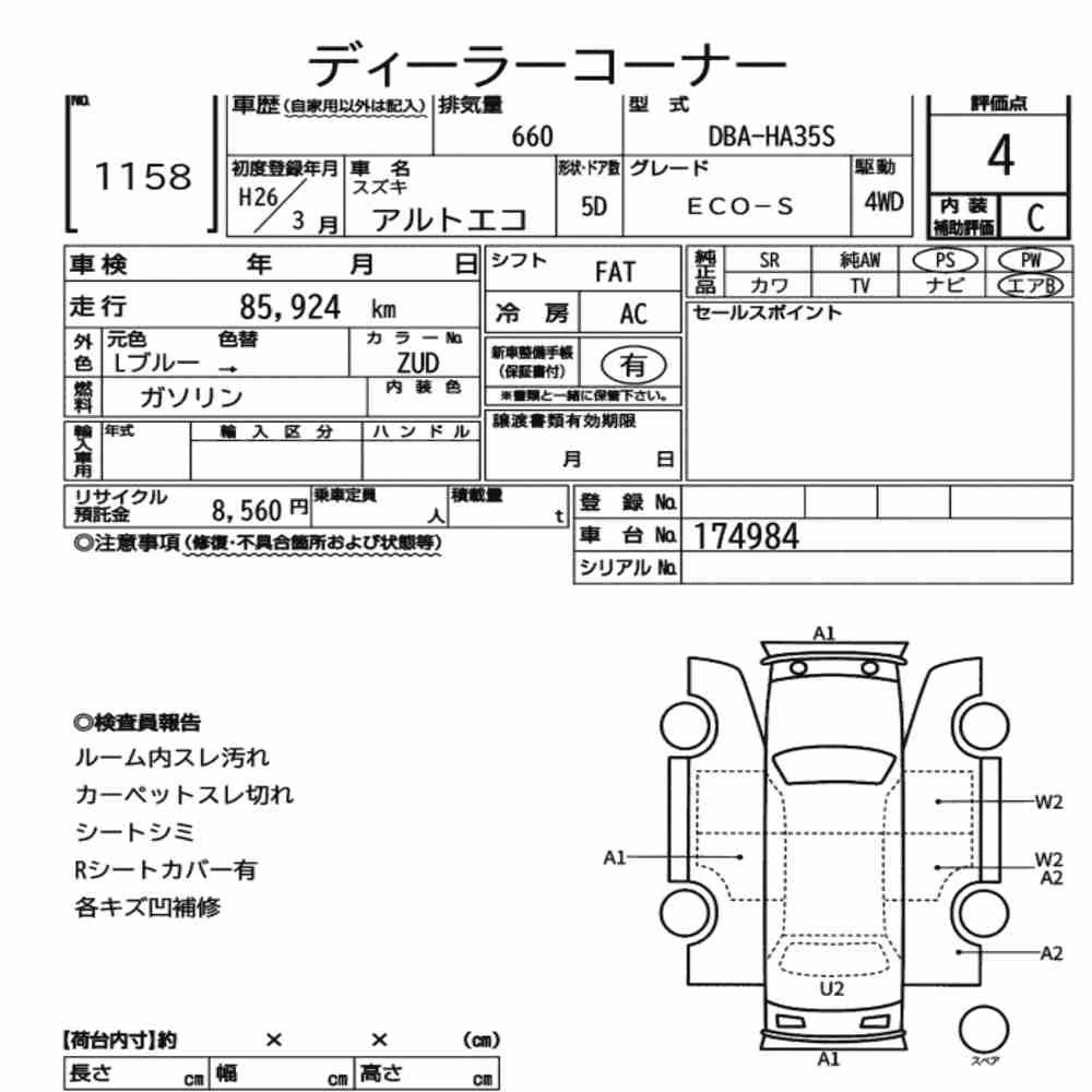 Notka aukcyjna: SUZUKI ALTO ECO 4WD ECO-S